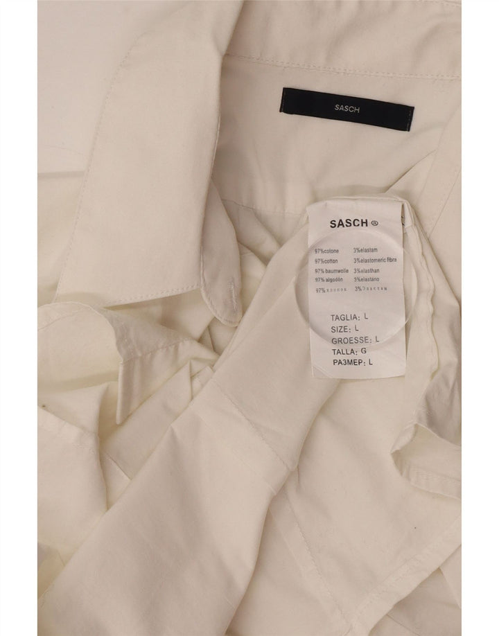 Camicia a maniche corte da donna Sasch UK 14 grande cotone bianco