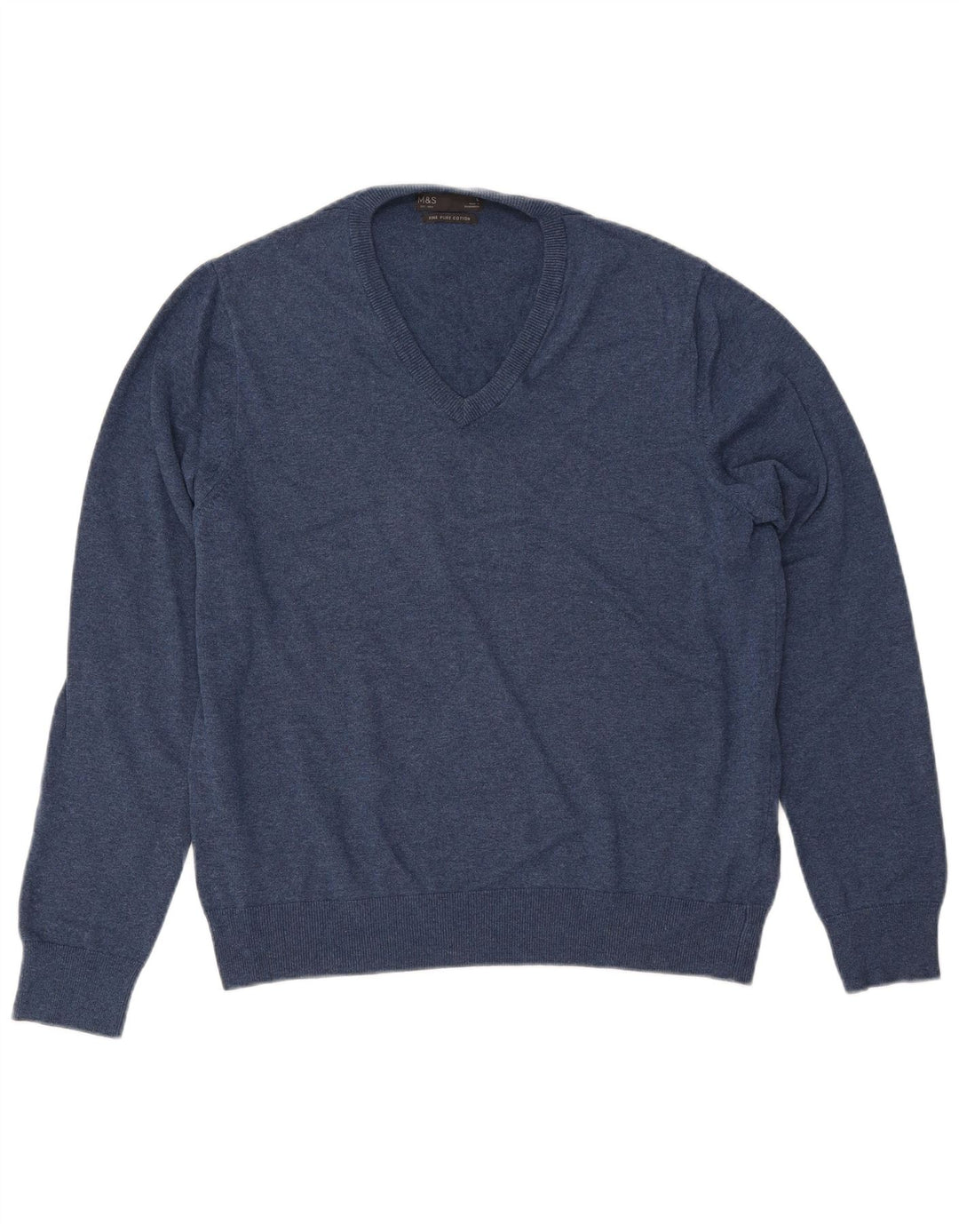 MARKS & SPENCER Maglione da uomo con scollo a V grande in cotone blu navy