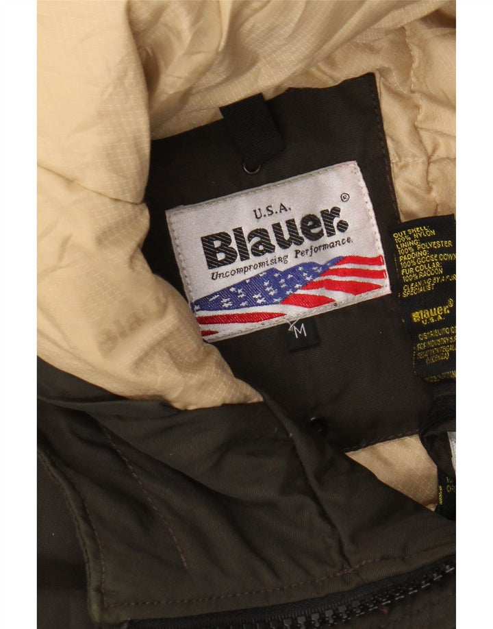 Giacca imbottita con cappuccio militare da donna Blauer UK 14 nylon medio kaki