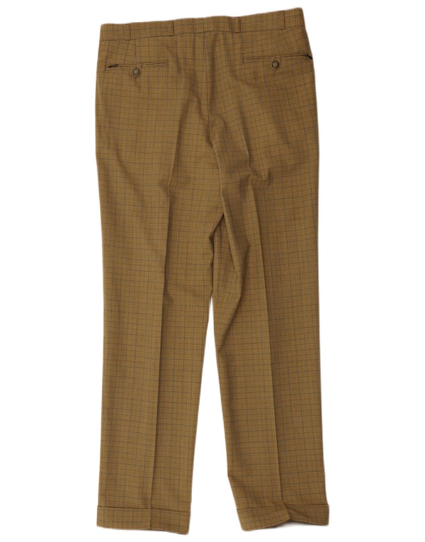 WESTBURY Pantaloni da abito con pedge da uomo IT 50 Large W36 L33 Lana nuova a quadri kaki