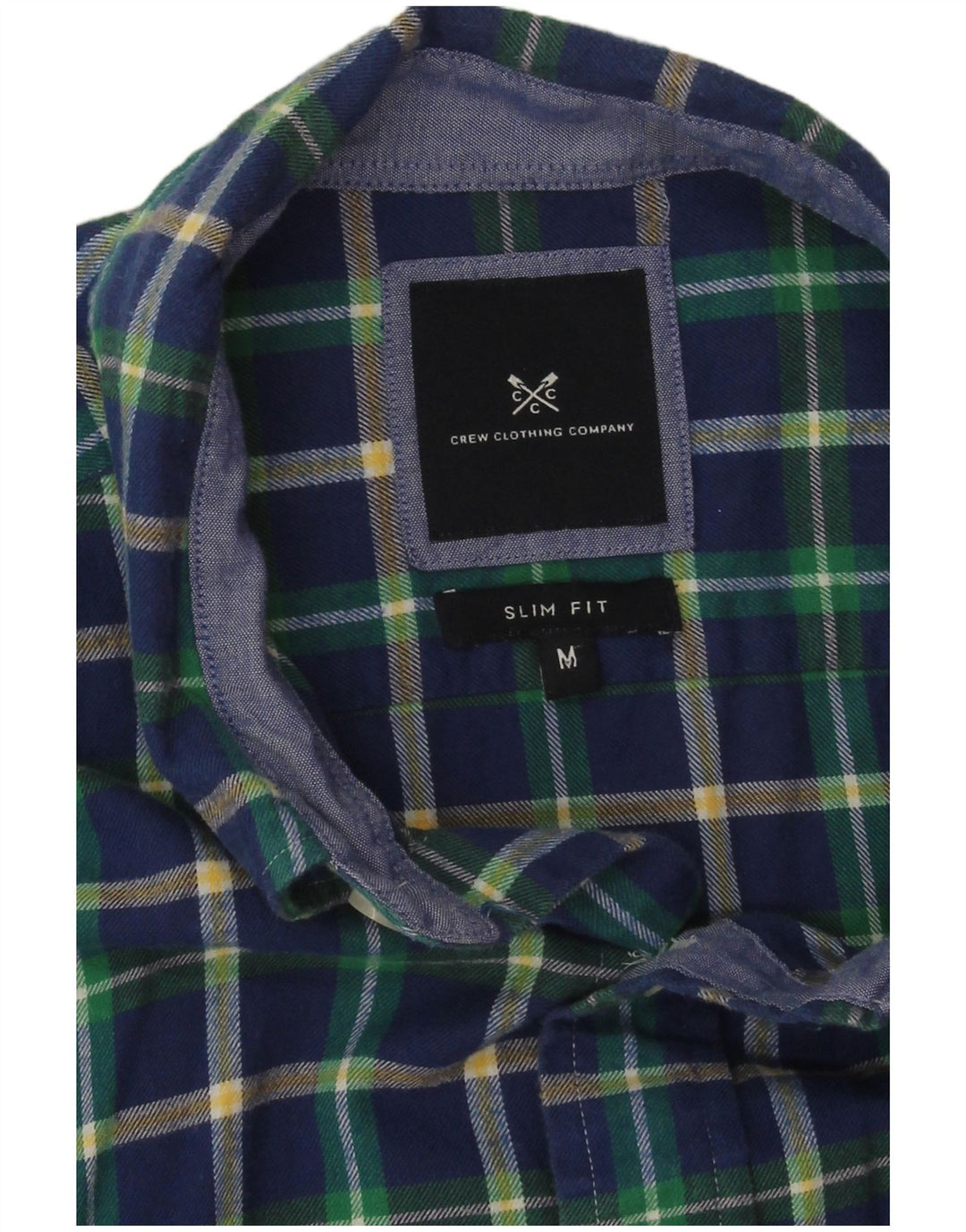 Crew Clothing Camicia da uomo slim fit in flanella, cotone medio a quadri blu navy