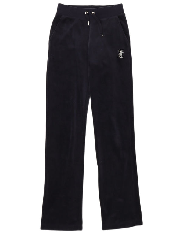 Pantaloni da tuta in velluto grafico da donna Juicy Couture UK 2 2XS Blu navy