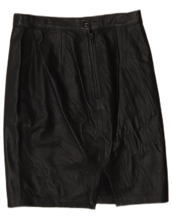 Gonna in pelle vintage da donna IT 42 media W26 nera
