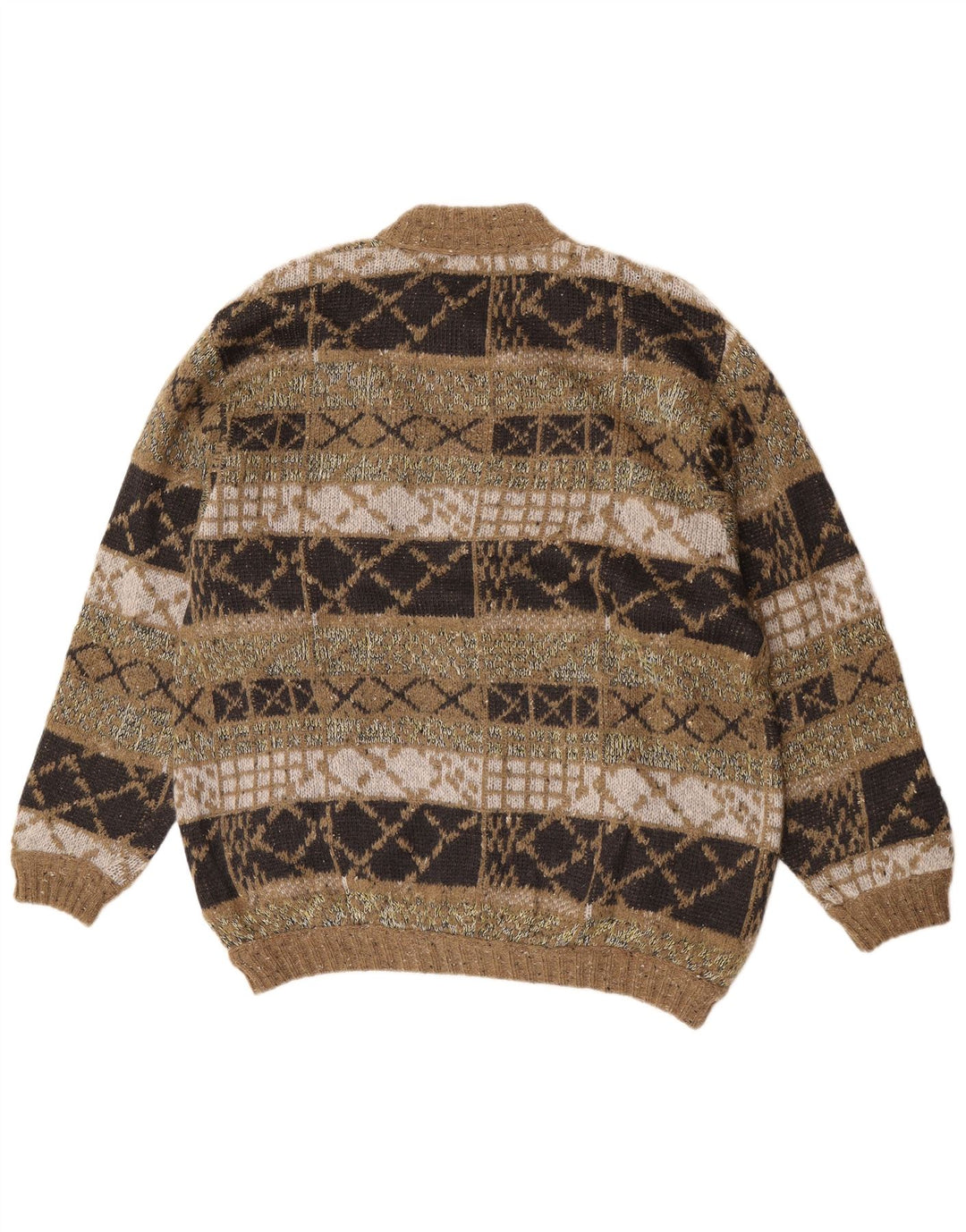 Giubbotto bomber in maglia dal taglio ampio da uomo vintage IT 48 Verde medio geometrico
