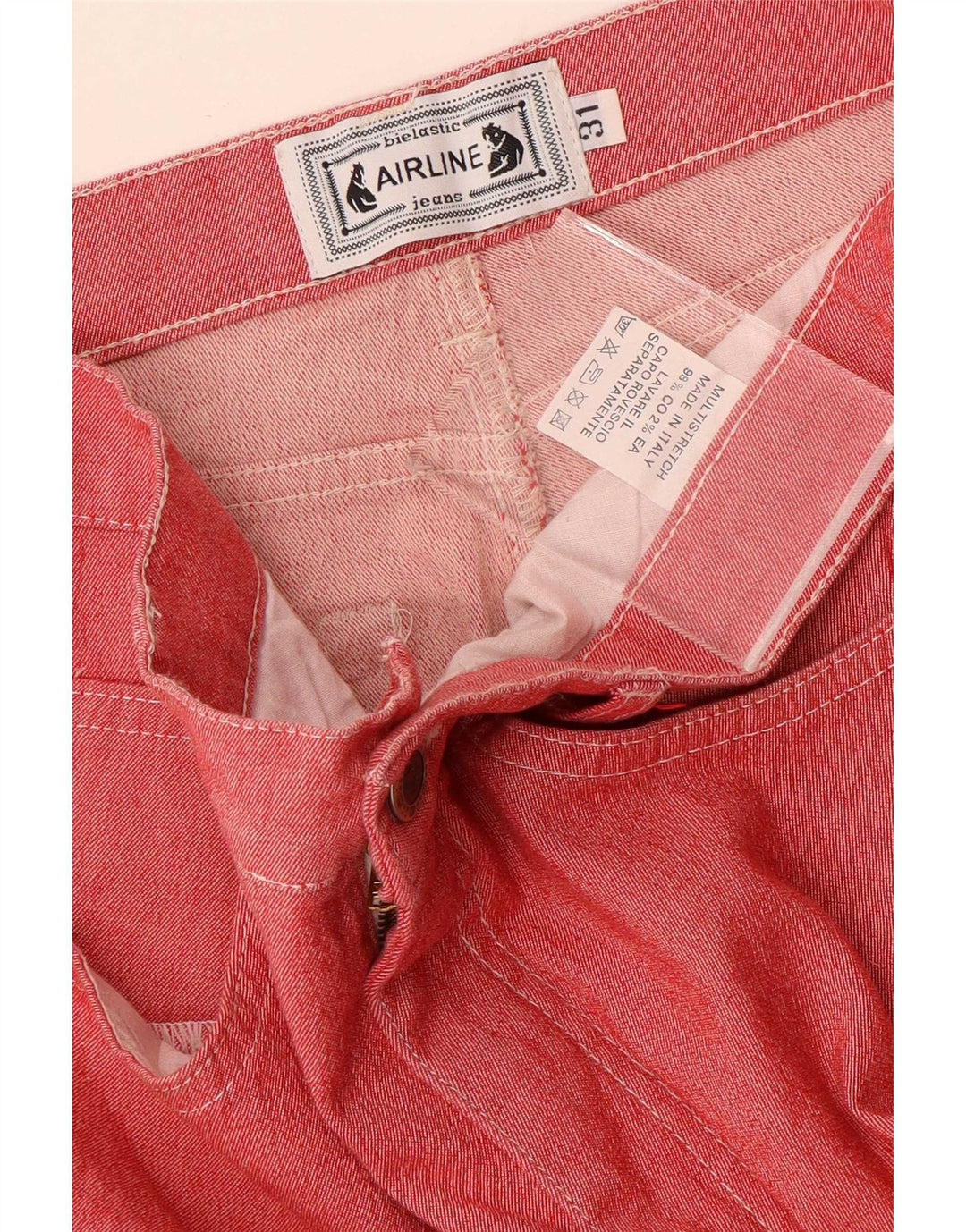 Jeans dritti da donna vintage W31 L30 in cotone rosso
