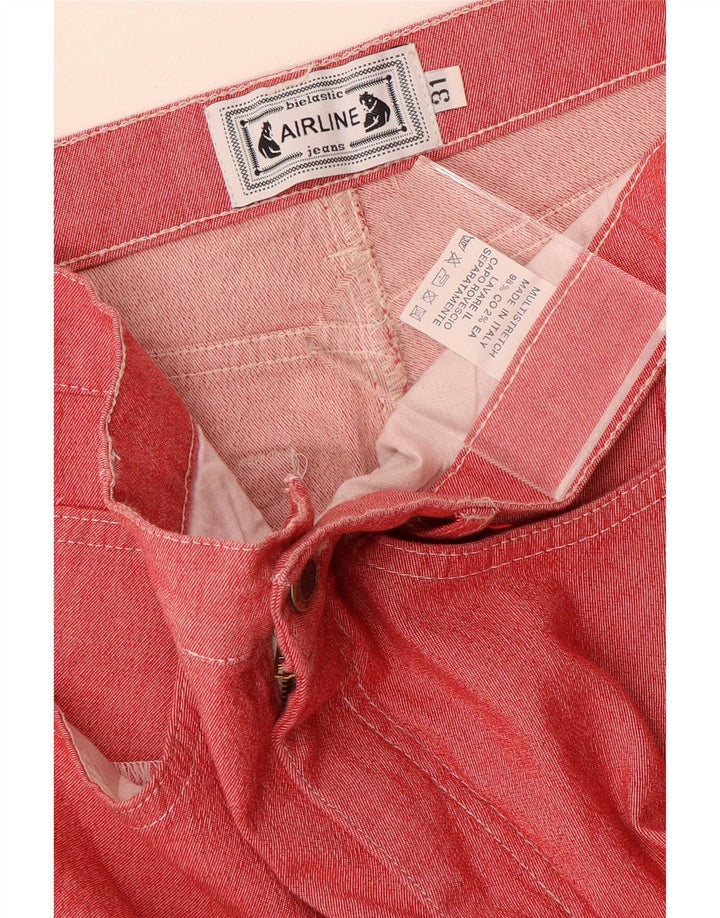 Jeans dritti da donna vintage W31 L30 in cotone rosso