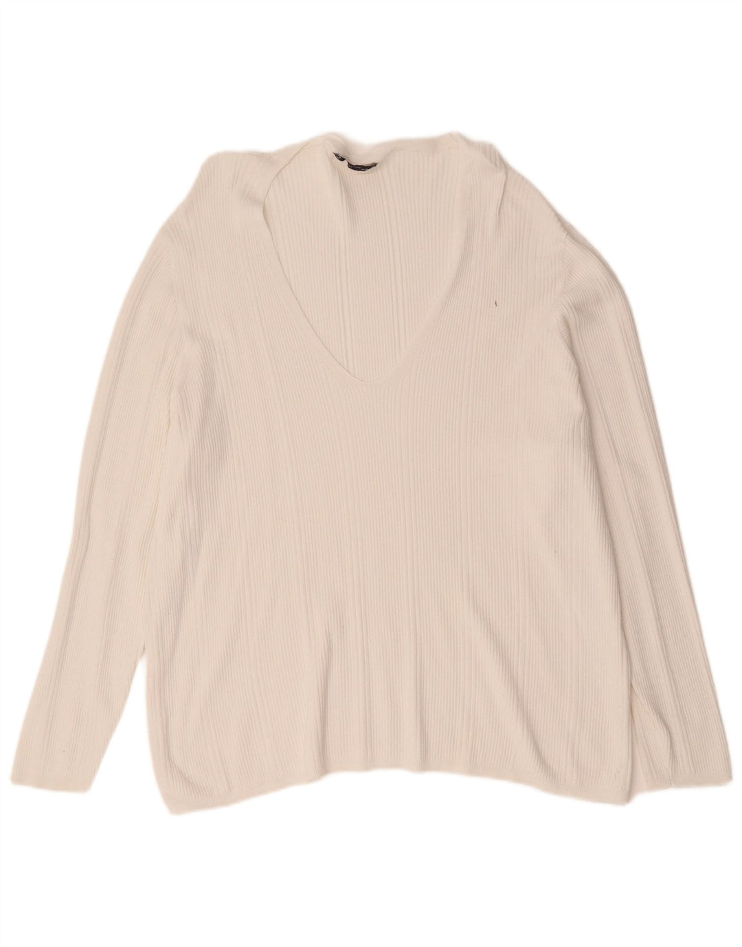 Maglione maglione con scollo a V da donna Marks & Spencer UK 24 4XL Bianco