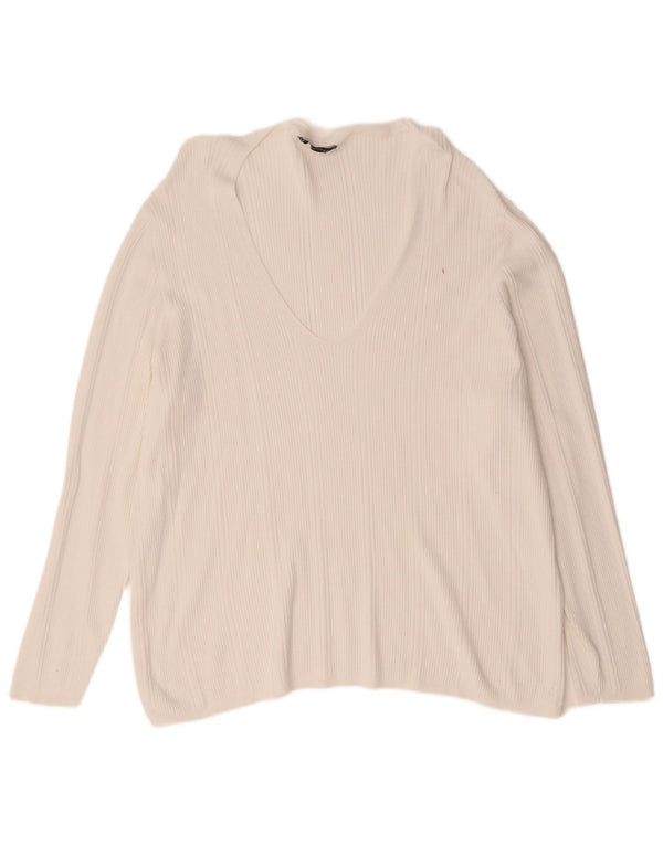 Maglione maglione con scollo a V da donna Marks & Spencer UK 24 4XL Bianco
