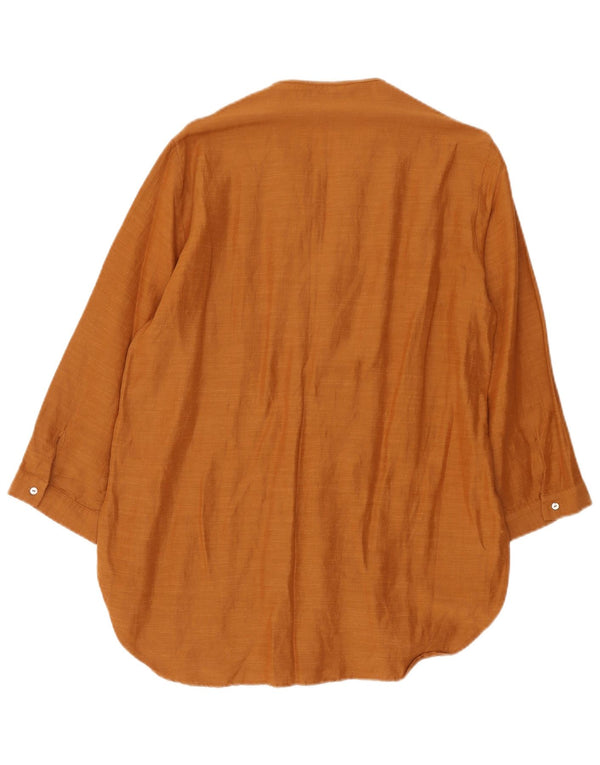 Zara Womens 3/4 Sleeve Tunic Dress UK 14 Large Brown Flecked Viscose