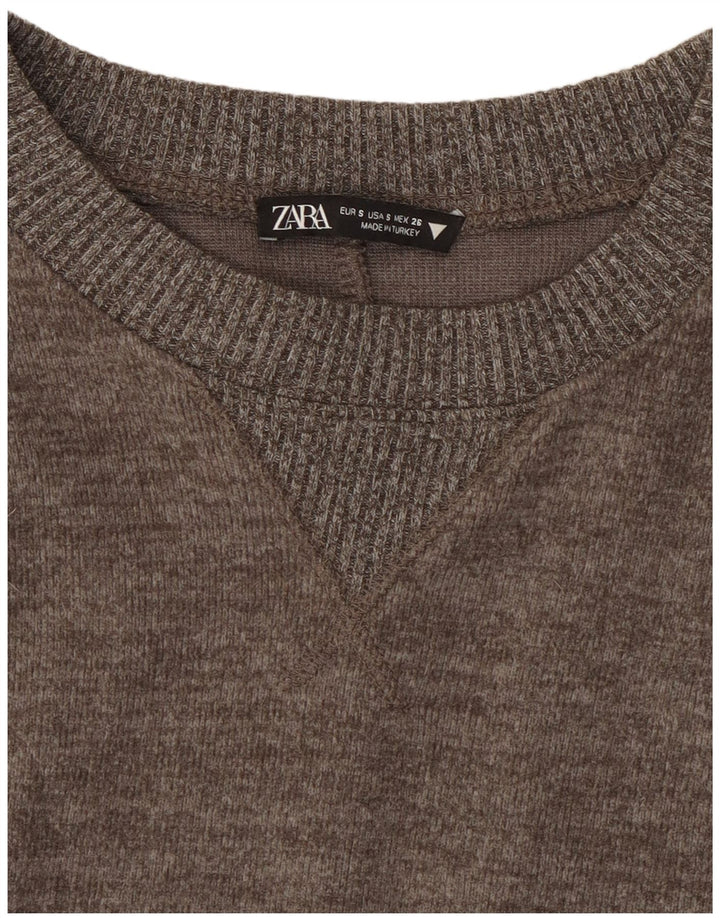 Top corto da donna Zara a maniche lunghe UK 10 piccolo grigio screziato