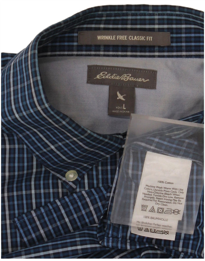 Camicia da uomo Classic Fit di Eddie Bauer, cotone a quadri blu di grandi dimensioni