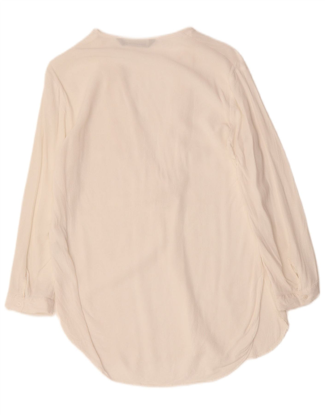 ZARA Camicetta da Donna con Maniche a 3/4 Top UK 14 Viscosa Bianca Media