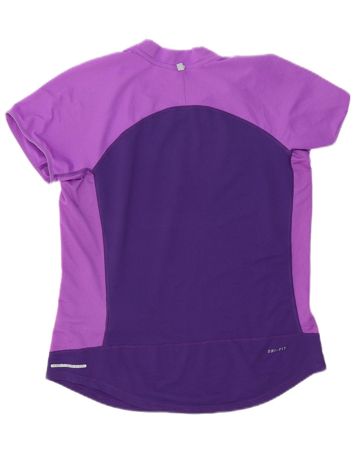 T-shirt Nike Dri Fit da donna, UK 12, poliestere color block viola medio