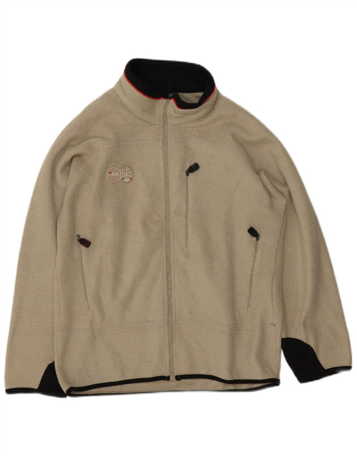 Giacca in pile da uomo Fila UK 36 Small Beige Colourblock Poliestere