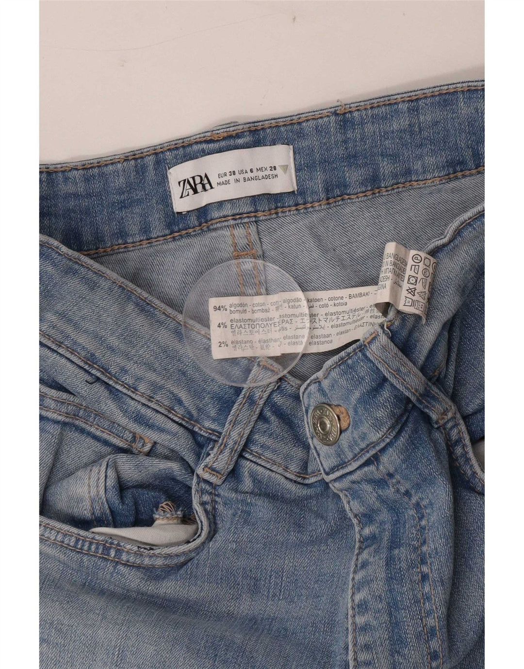 Jeans slim da donna Zara EU 38 Small W28 L28 Cotone blu