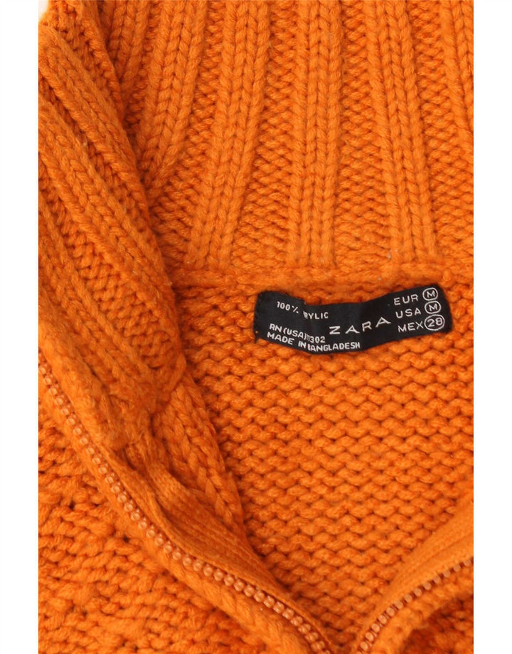 Maglione cardigan corto da donna Zara UK 12 Acrilico arancione medio