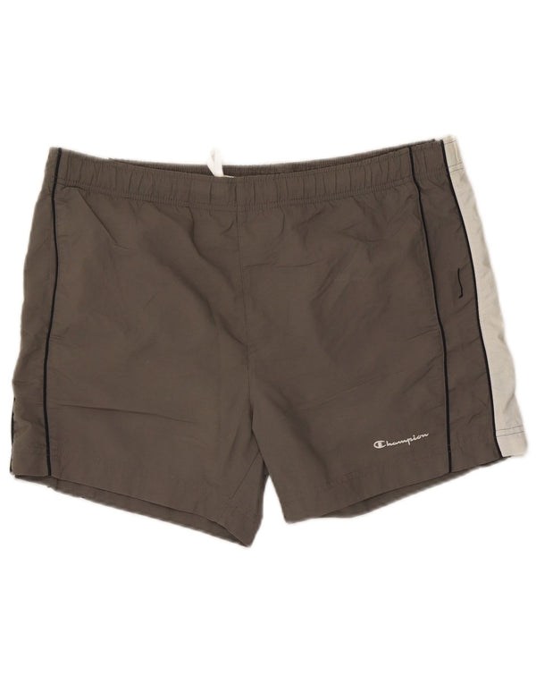 Pantaloncini da bagno da uomo Champion Large in poliestere color block grigio