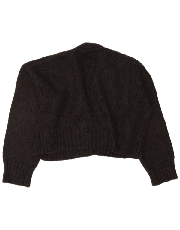 Maglione cardigan aperto corto oversize da donna Zara UK 16 grande acrilico nero