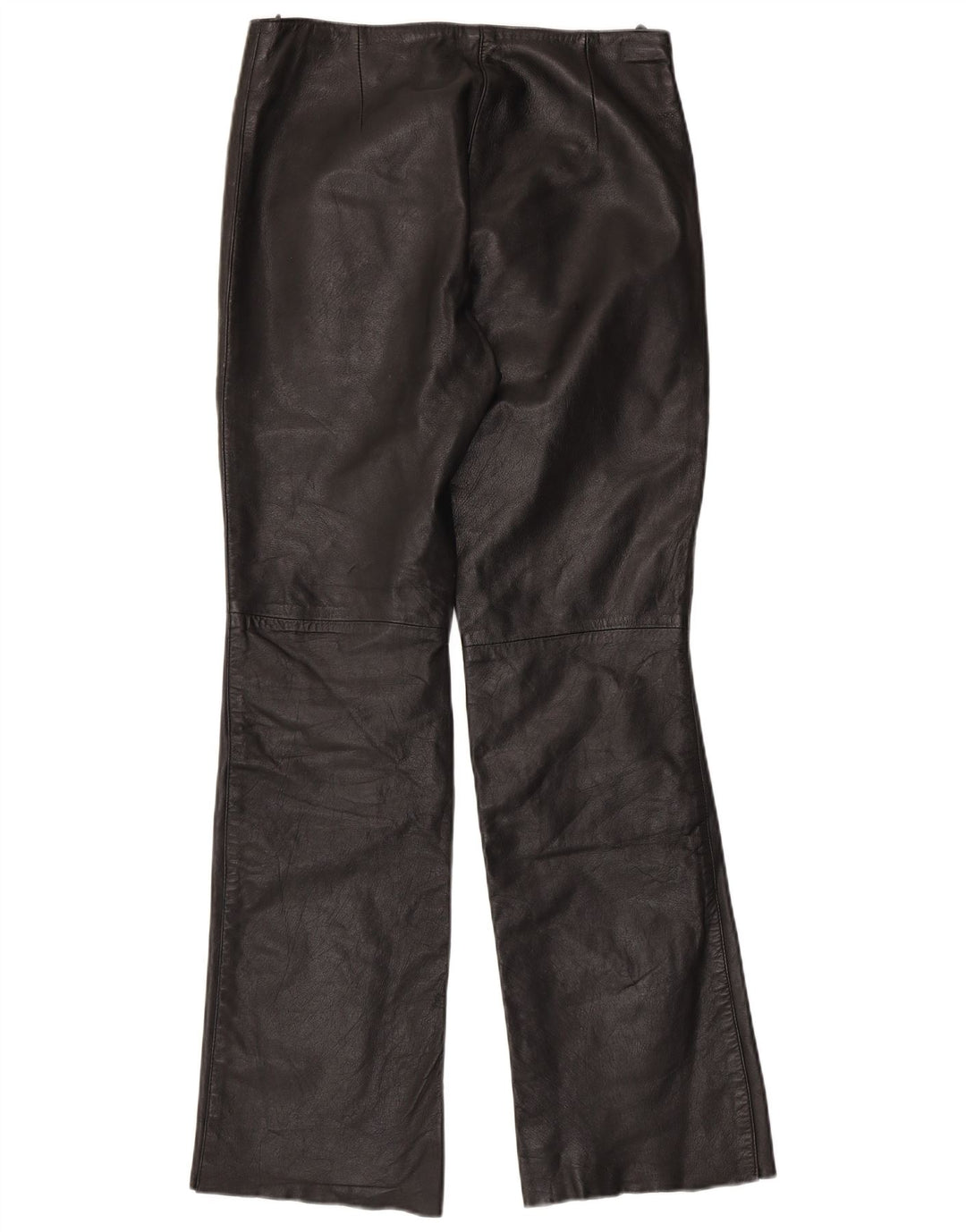Pantaloni in pelle bootcut da donna VINTAGE UK 12 medi W30 L32 neri