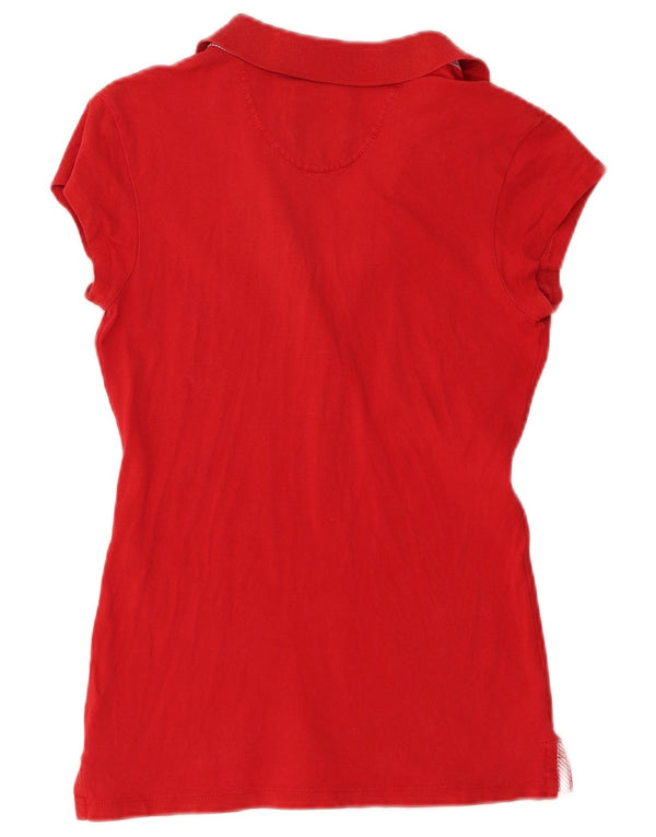 Polo elasticizzata da donna Woolrich UK 14 grande cotone rosso