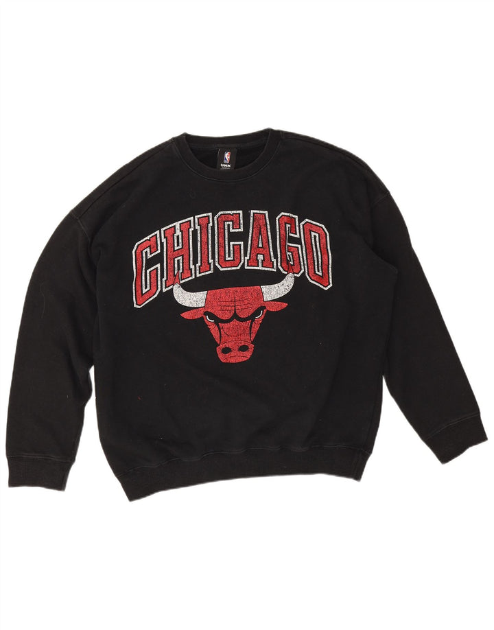 Felpa oversize grafica da uomo dei Chicago Bulls NBA, piccola nera