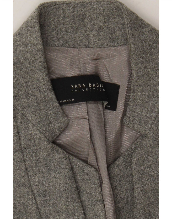 Giacca blazer a 1 bottone lunga da donna Zara UK 12 Lana d'agnello grigio medio