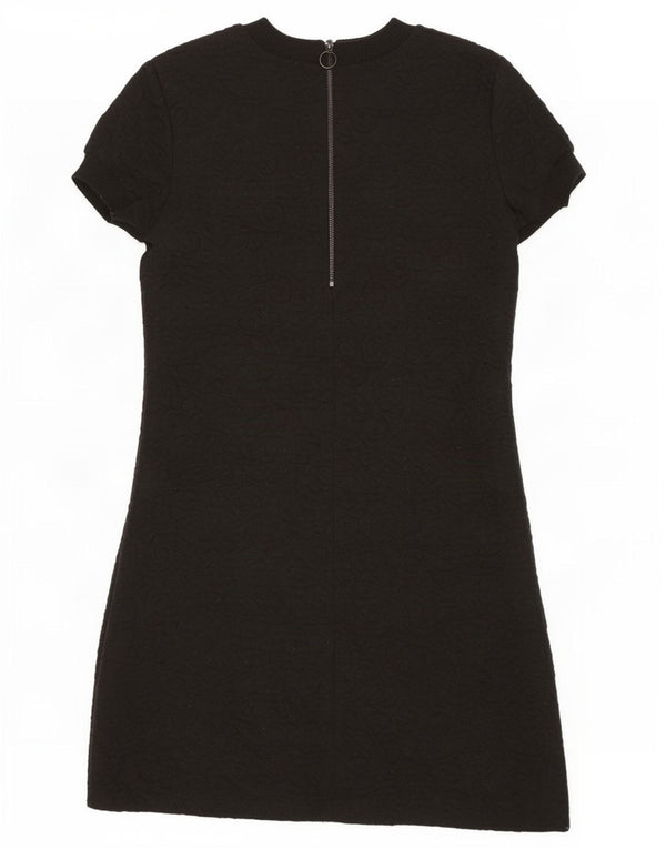 Abito basic da donna a maniche corte Zara UK 10 piccolo poliestere nero con motivo cachemire