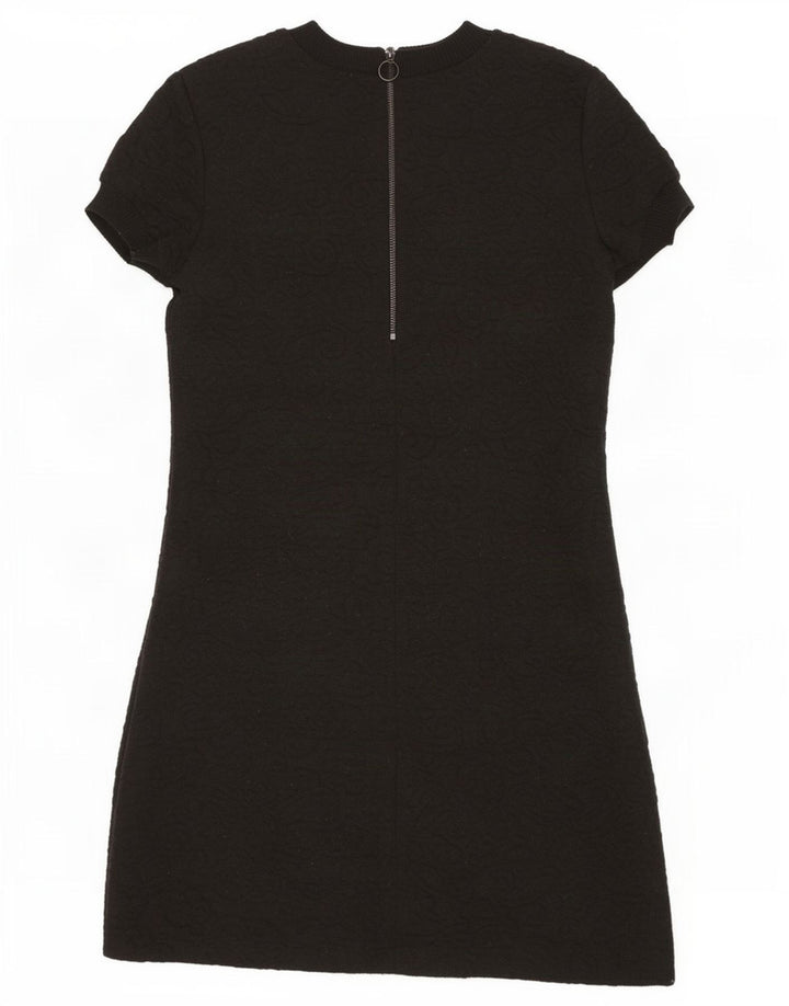 Abito basic da donna a maniche corte Zara UK 10 piccolo poliestere nero con motivo cachemire