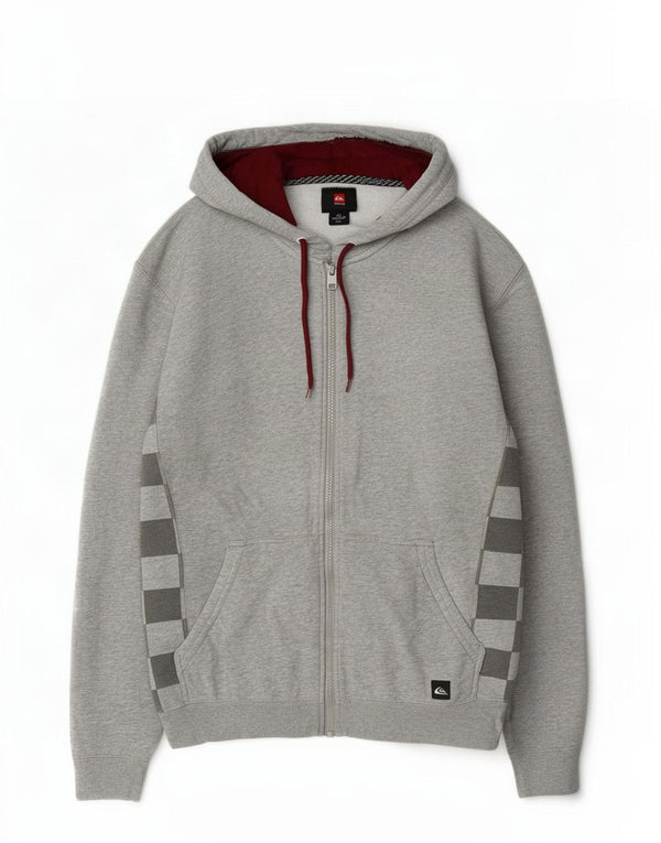 Maglione con cappuccio e zip da uomo Quiksilver XL in cotone geometrico grigio