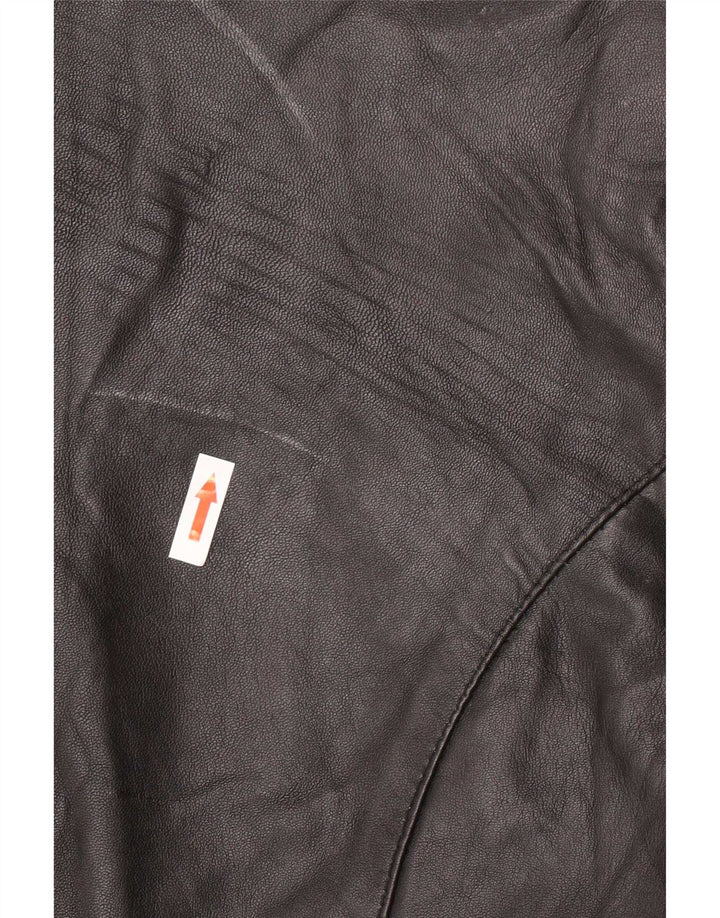 Giacca blazer in pelle da donna a 6 bottoni MDK UK 18 XL nera