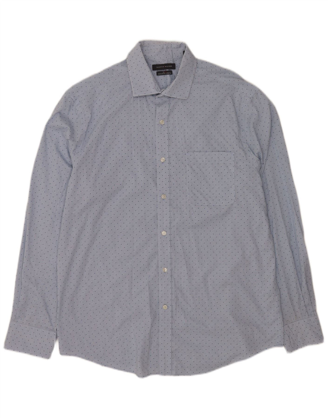 Camicia da uomo vestibilità regolare Tommy Hilfiger taglia 16 1/2 grande cotone a quadri blu