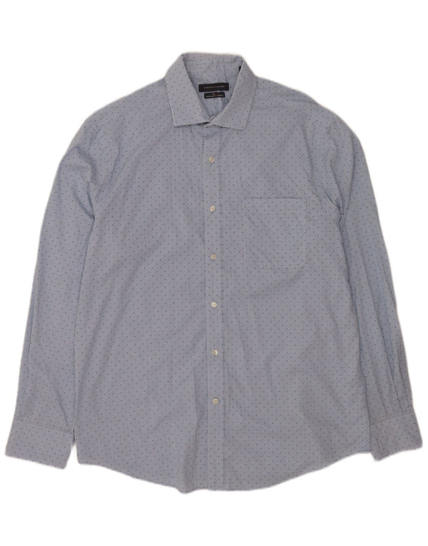 Camicia da uomo vestibilità regolare Tommy Hilfiger taglia 16 1/2 grande cotone a quadri blu