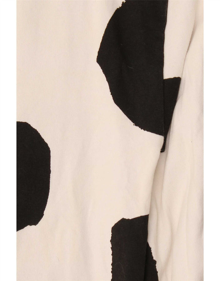 Top in camicetta da donna Zara UK 14 cotone maculato bianco medio