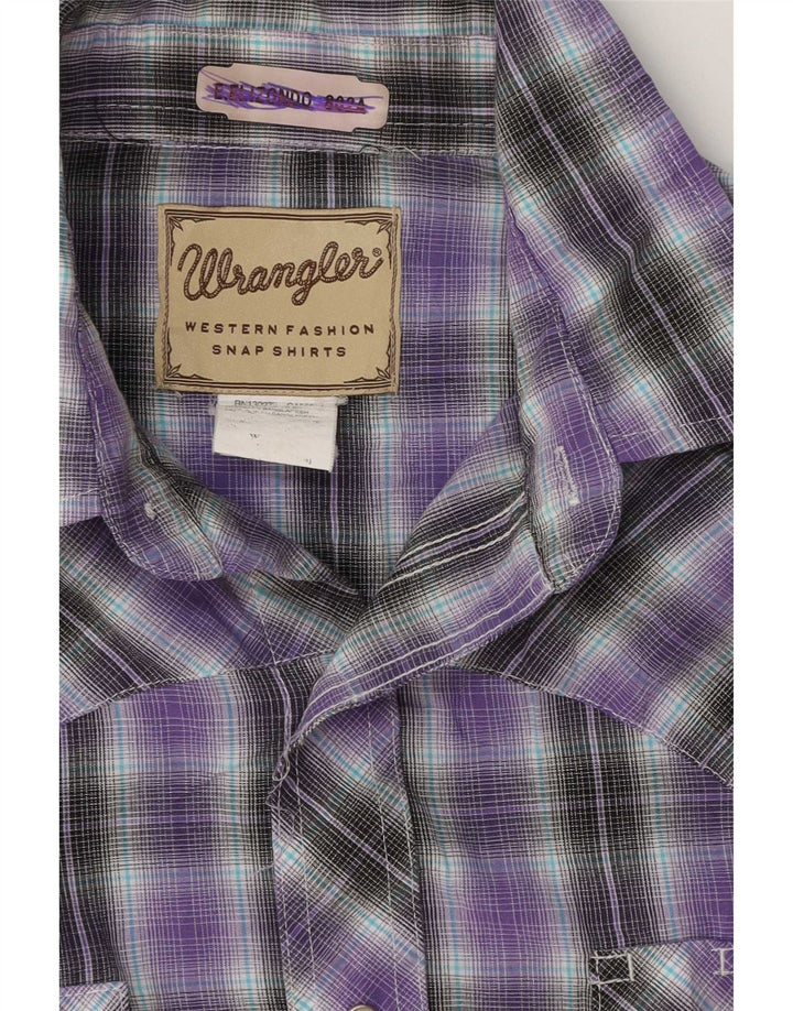 Camicia a maniche corte da uomo Wrangler a quadri viola medio