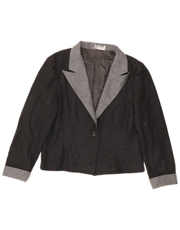 Luisa Spagnoli Giacca Blazer da Donna a 1 Bottone UK 16 Grande Lana Grigia