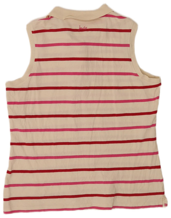 Polo senza maniche da donna Joules UK 18 XL a righe bianche