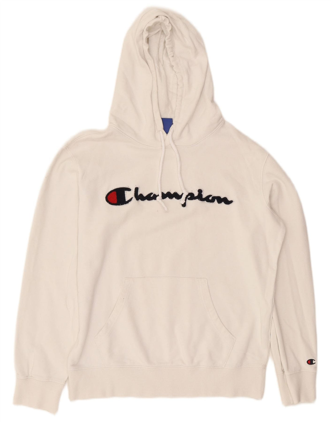 Maglione con cappuccio grafico da uomo CHAMPION in cotone bianco medio