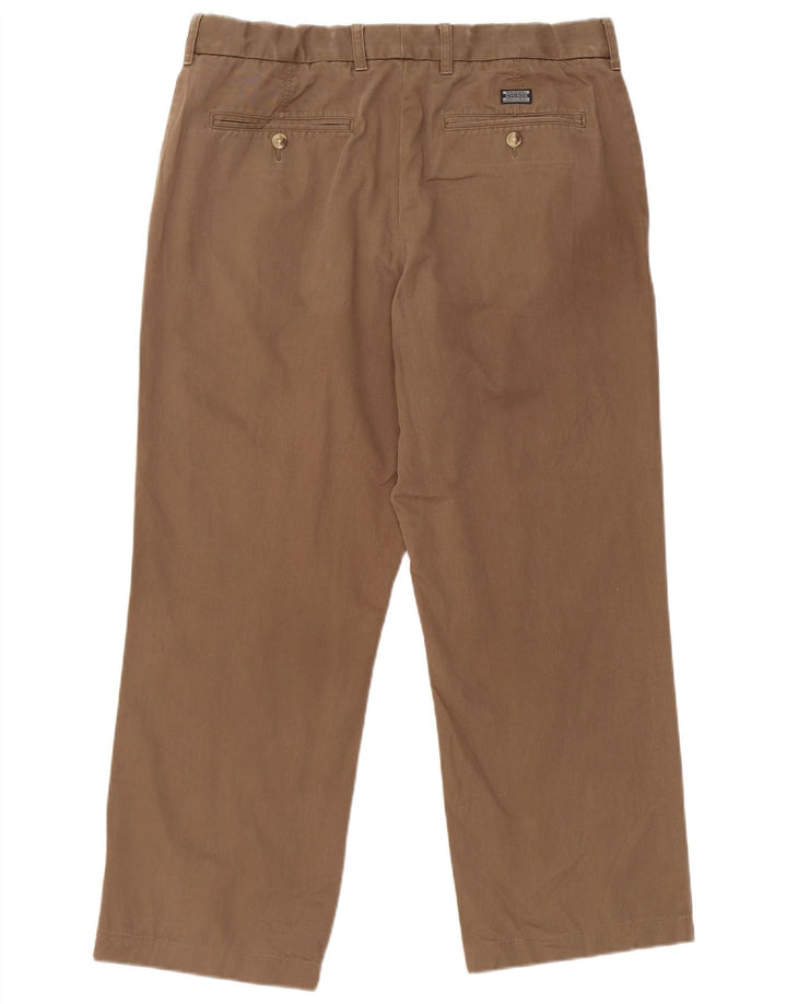 Pantaloni da abito dritti da uomo Marks & Spencer W34 L26 cotone marrone