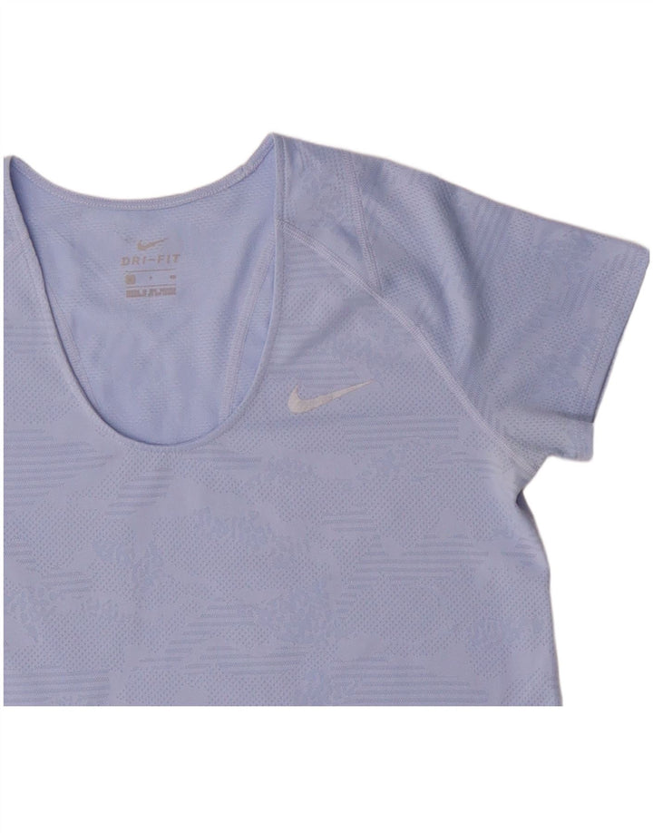 T-shirt Nike Dri Fit da donna, taglia UK 10, piccola blu geometrica