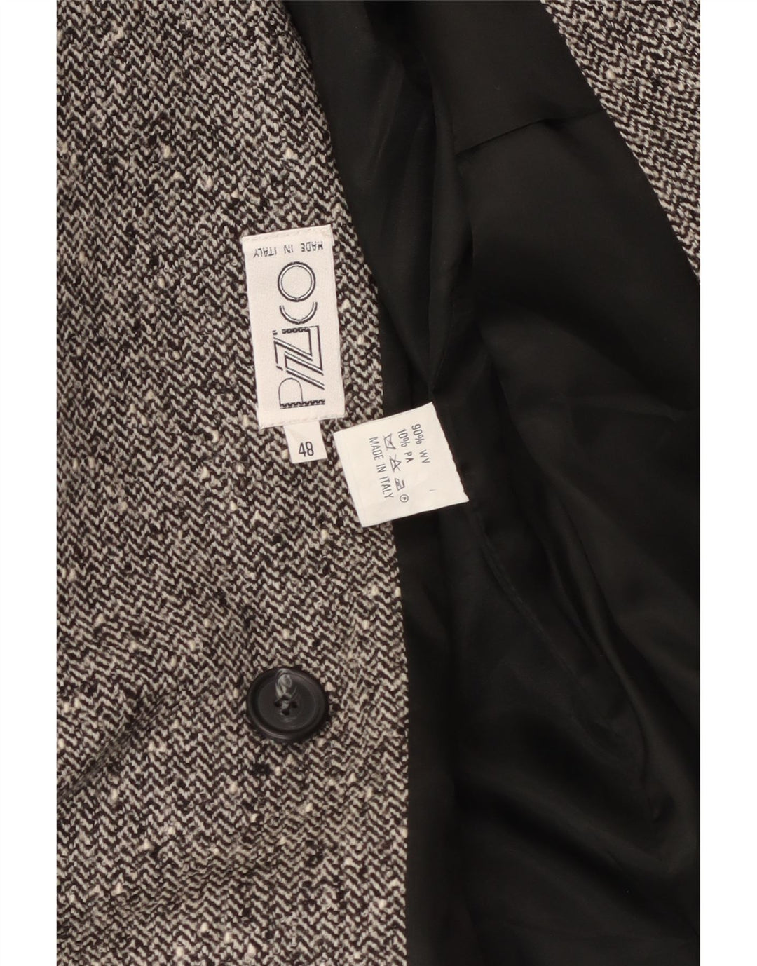 Giacca blazer doppiopetto vintage da donna IT 48 XL a spina di pesce grigia
