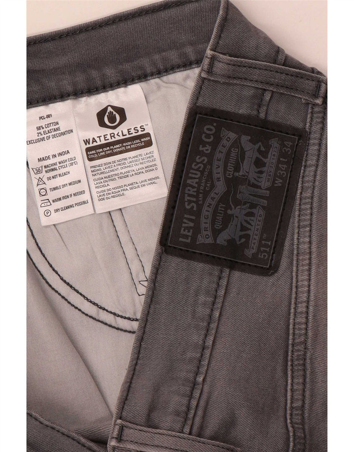 Jeans slim da uomo Levi's W34 L30 cotone grigio