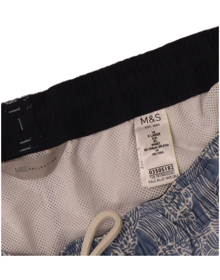 Pantaloncini da bagno da uomo Marks & Spencer modello astratto XL poliestere blu