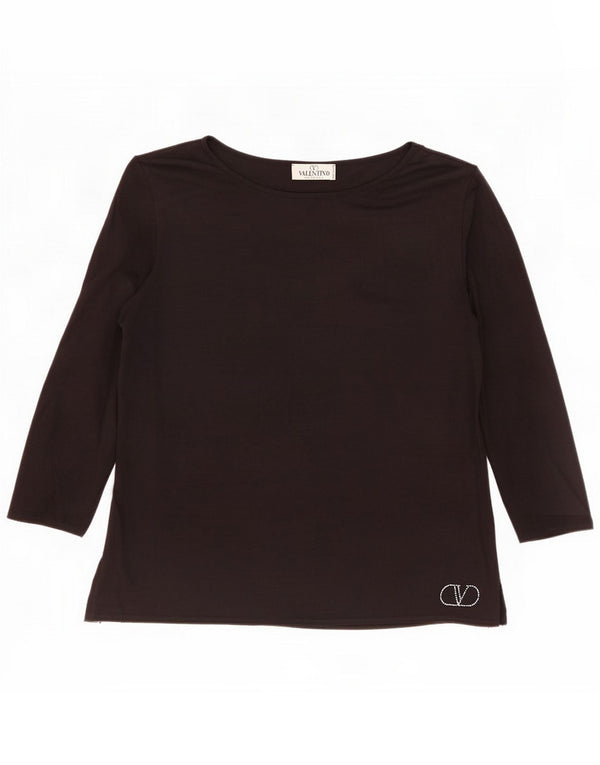 Valentino Top da donna manica 3/4 UK 16 Large Nero Viscosa