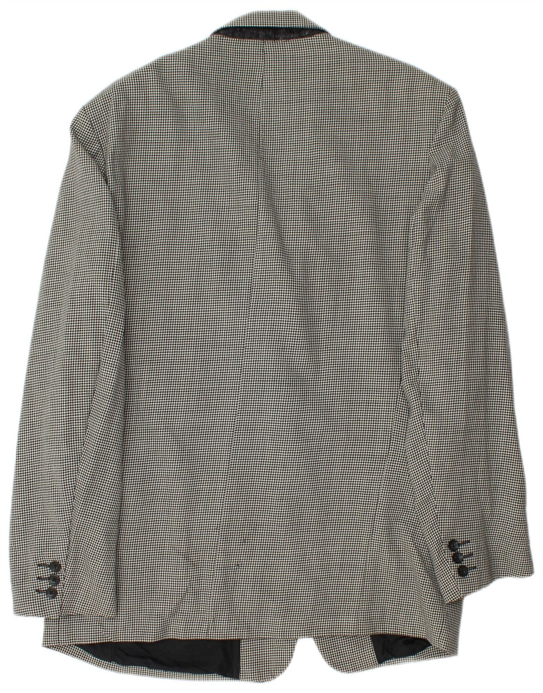 Giacca blazer da uomo a 2 bottoni VINTAGE UK 42 XL lana vergine pied de poule nera