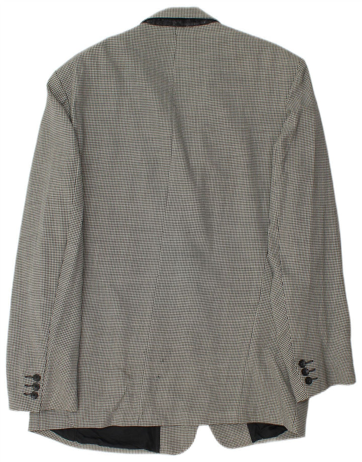 Giacca blazer da uomo a 2 bottoni VINTAGE UK 42 XL lana vergine pied de poule nera
