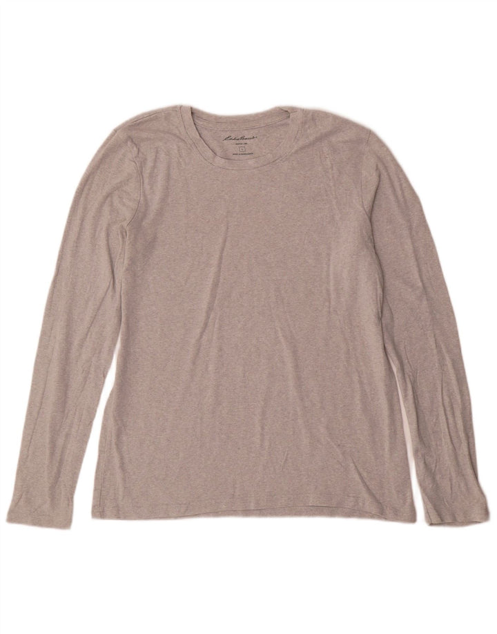 EDDIE BAUER Top da donna a maniche lunghe UK 14 Large in cotone grigio