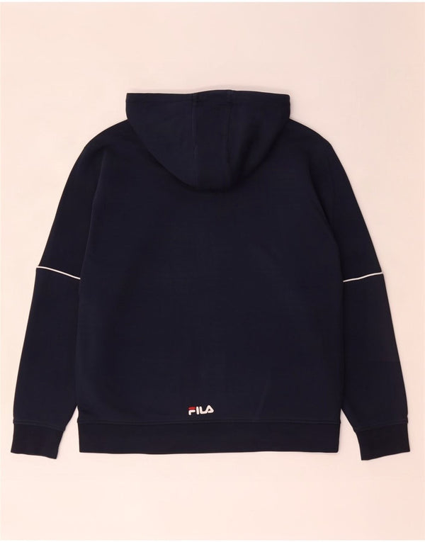 Fila Mens Zip Hoodie Sweater Large Navy Blue Striped Cotton