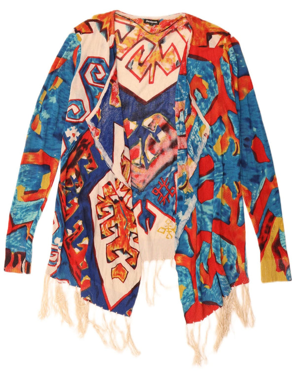 Desigual Womens Longline Cardigan Sweater UK 10 Small Multicolore