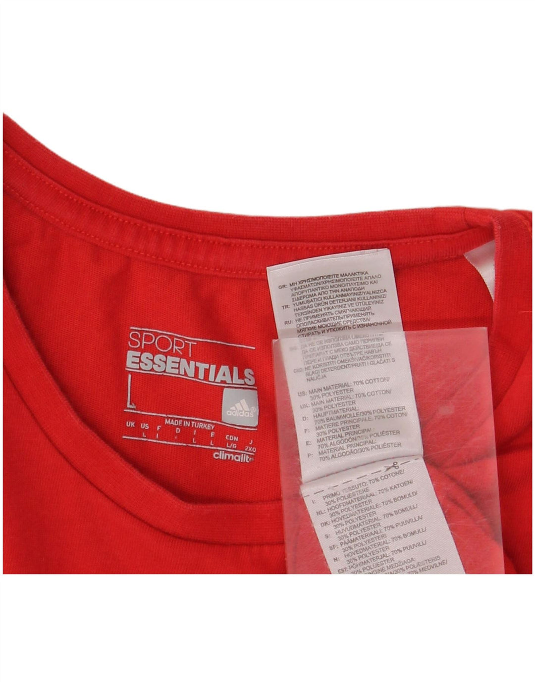 T-shirt grafica ADIDAS da uomo Climalite, grande, in cotone rosso