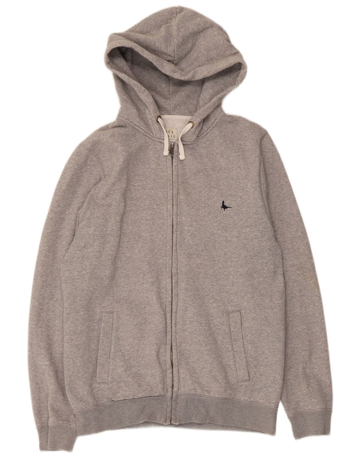 Maglione con cappuccio e zip da uomo Jack Wills in cotone screziato grigio medio